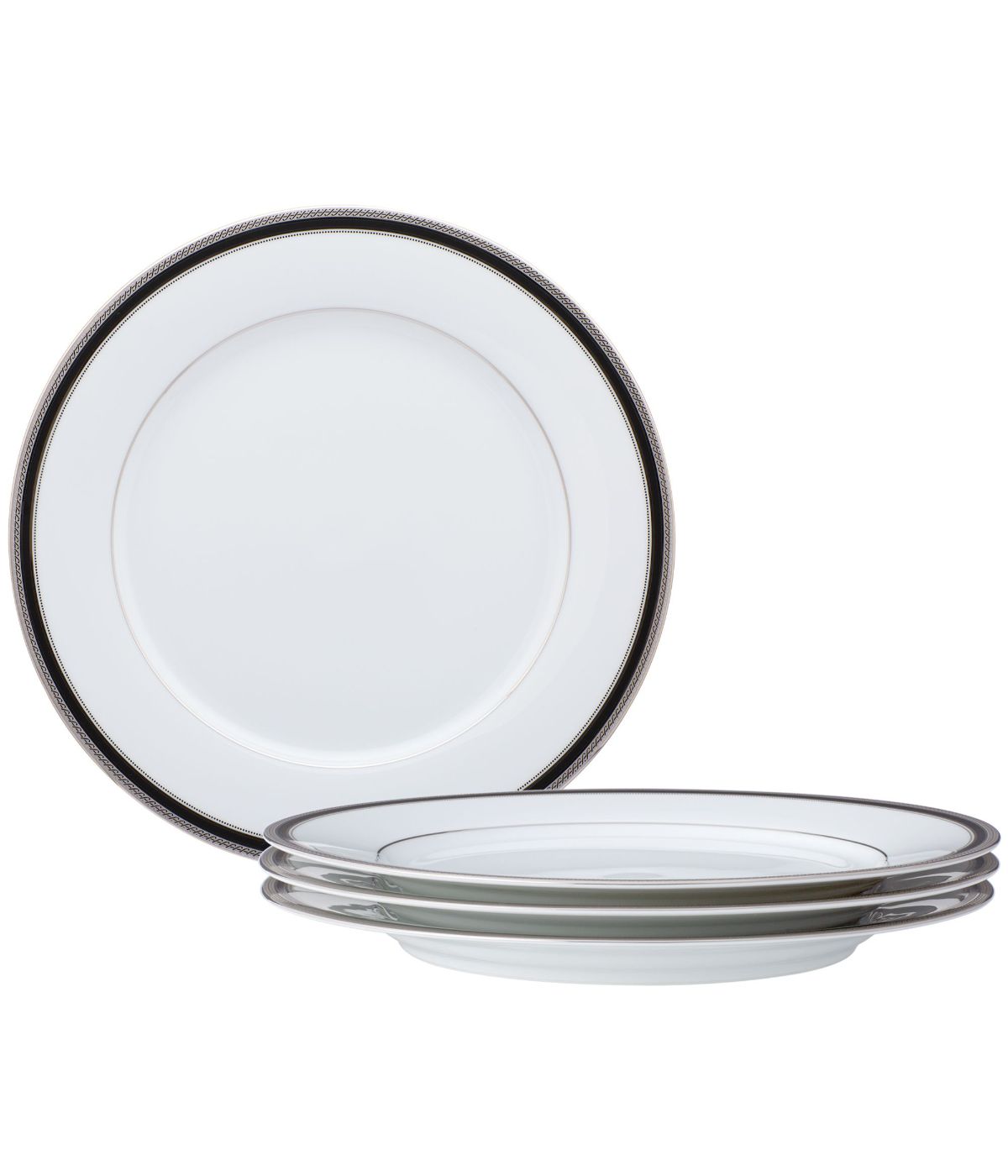  Noritake Austin Platinum Set of 4 Dinner Plates - White - Bonton