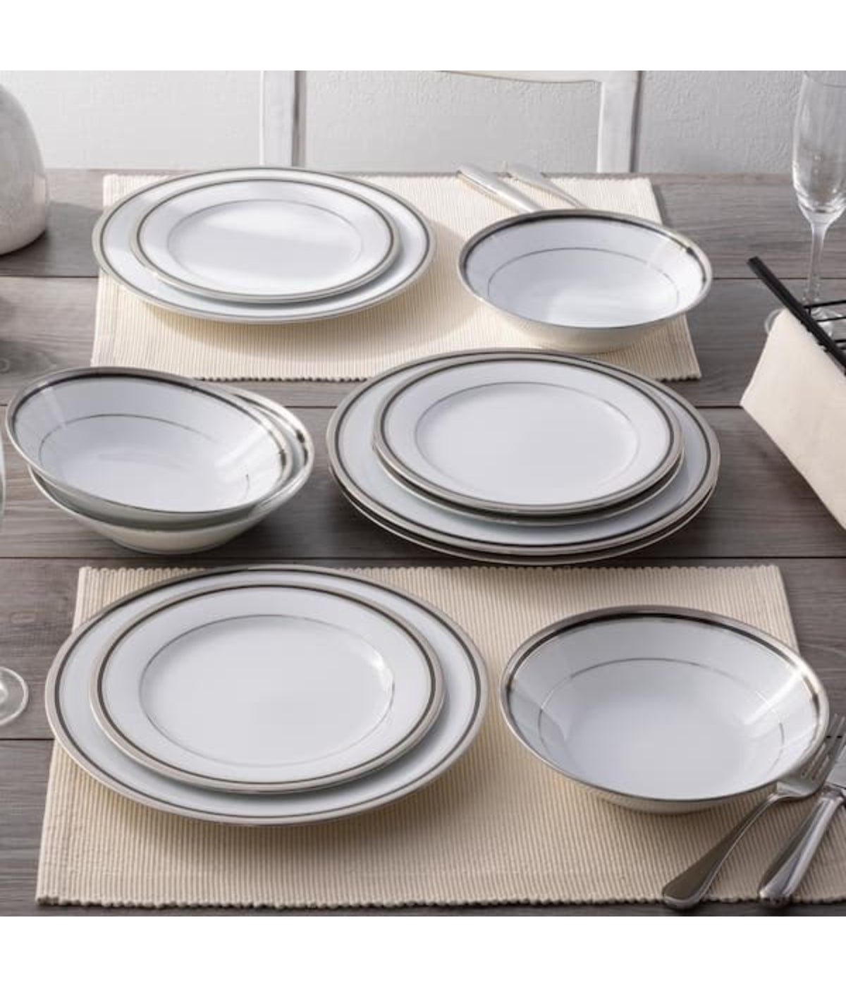  Noritake Austin Platinum Set of 4 Dinner Plates - White - Bonton