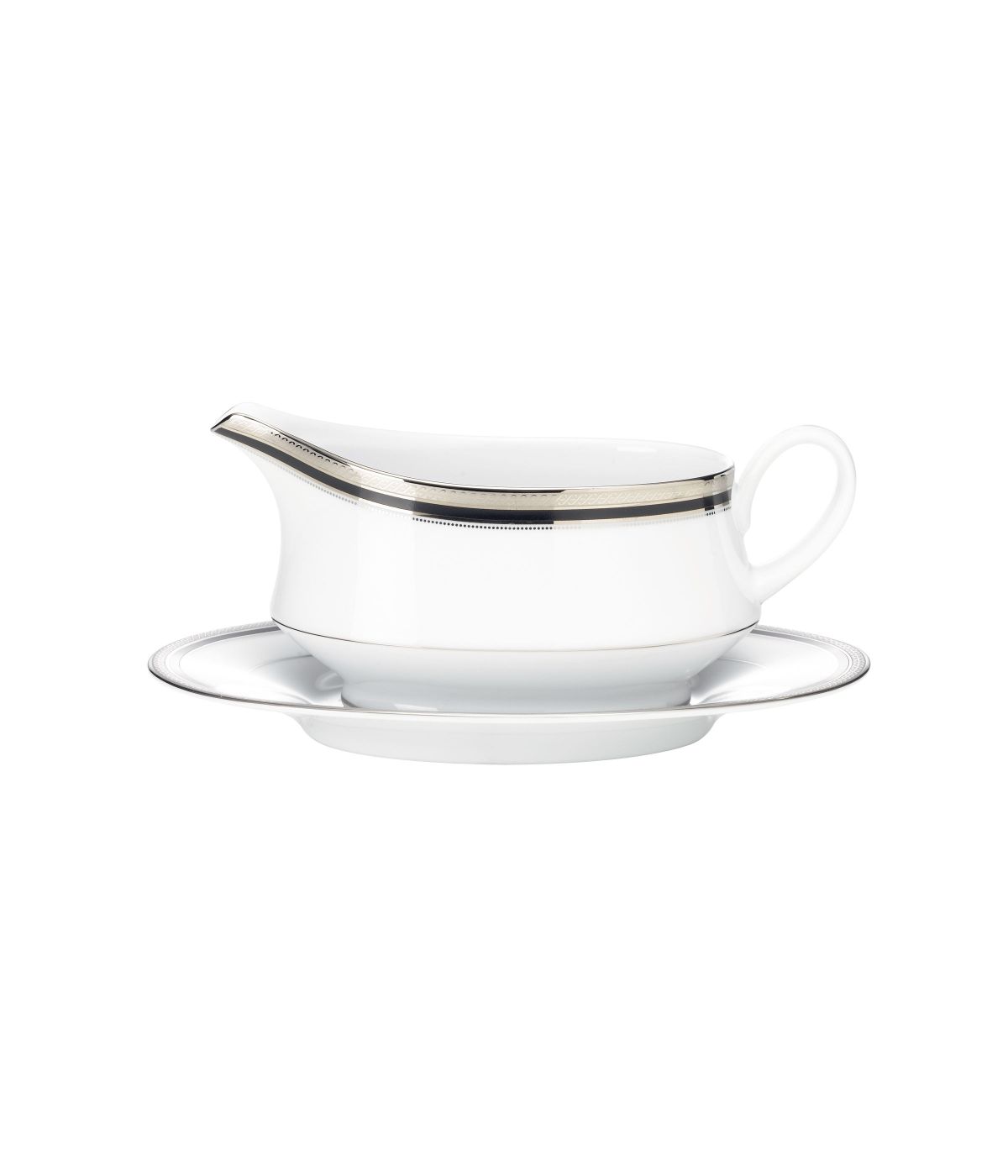  Noritake Austin Platinum Gravy with Tray - White - Bonton