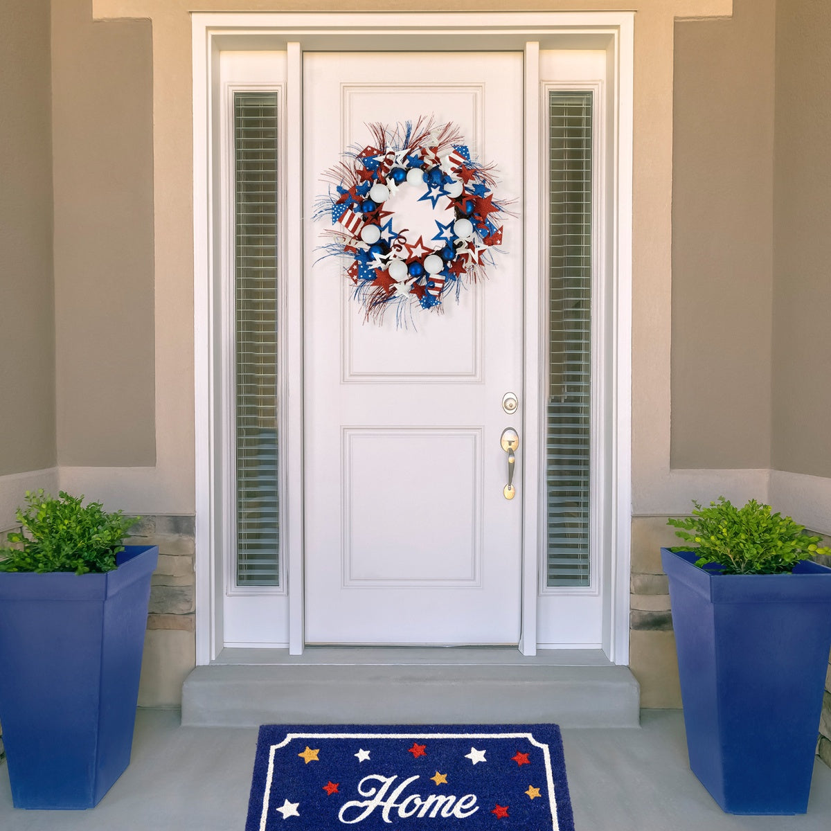 Northlight Glittered Stars and Rockets Patriotic Wreath - 22