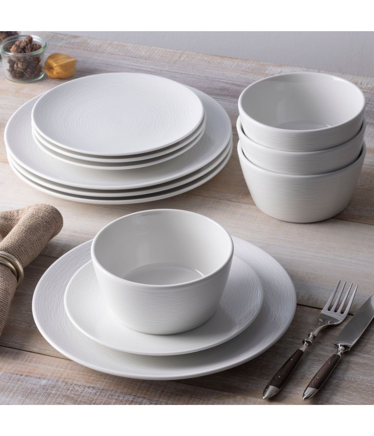  Noritake Colorscapes Swirl 12 Piece Coupe Set, Service for 4 - White - Bonton