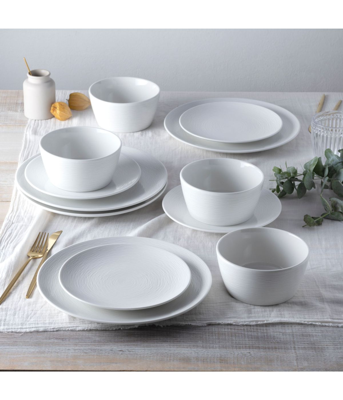  Noritake Colorscapes Swirl 12 Piece Coupe Set, Service for 4 - White - Bonton