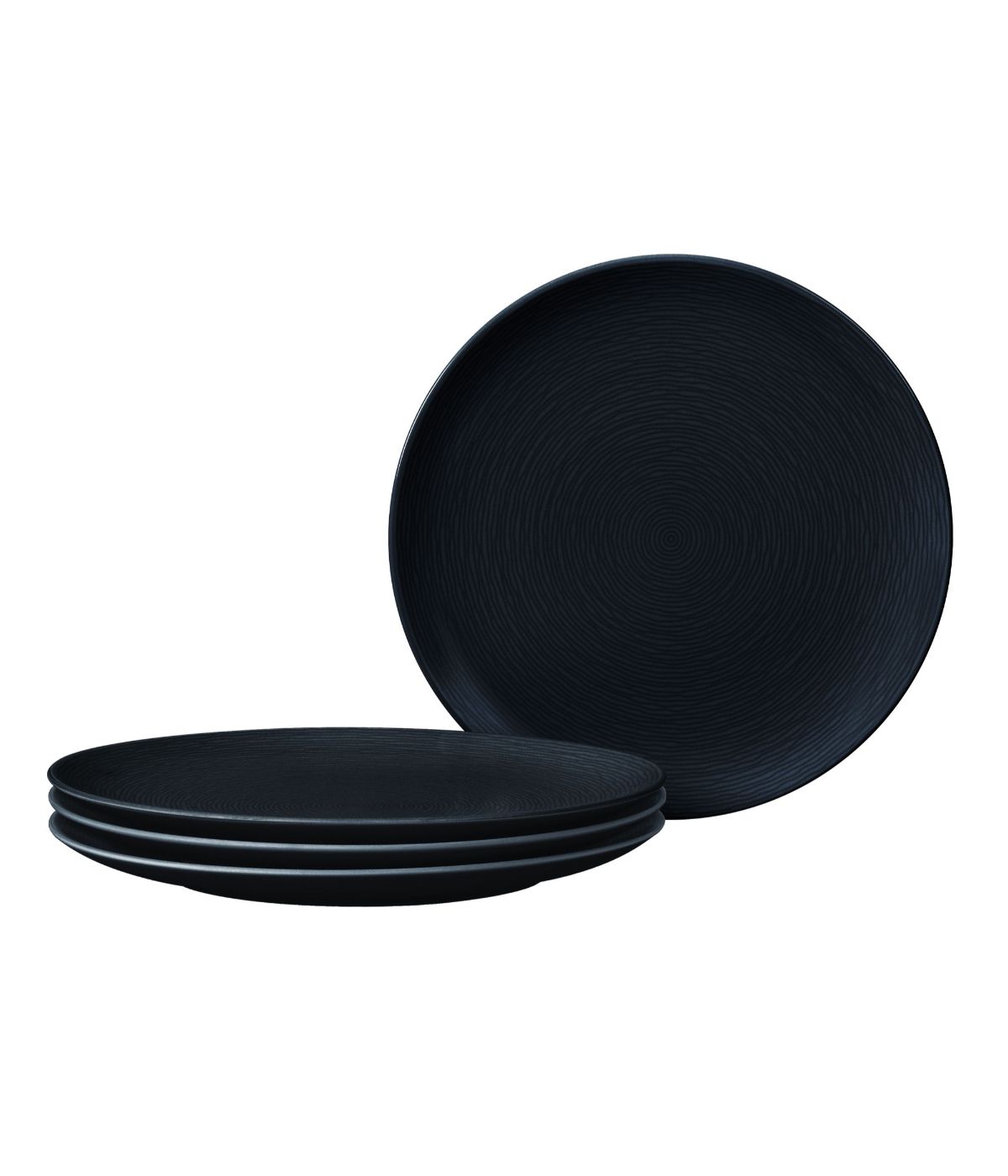  Noritake Colorscapes Swirl Set of 4 Coupe Salad Plates - Black - Bonton