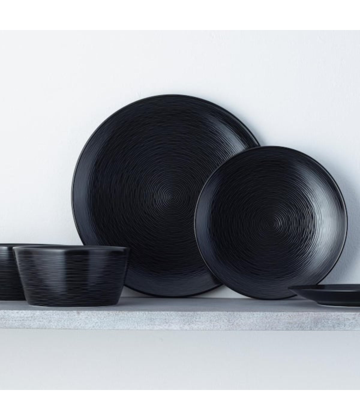  Noritake Colorscapes Swirl Set of 4 Coupe Salad Plates - Black - Bonton