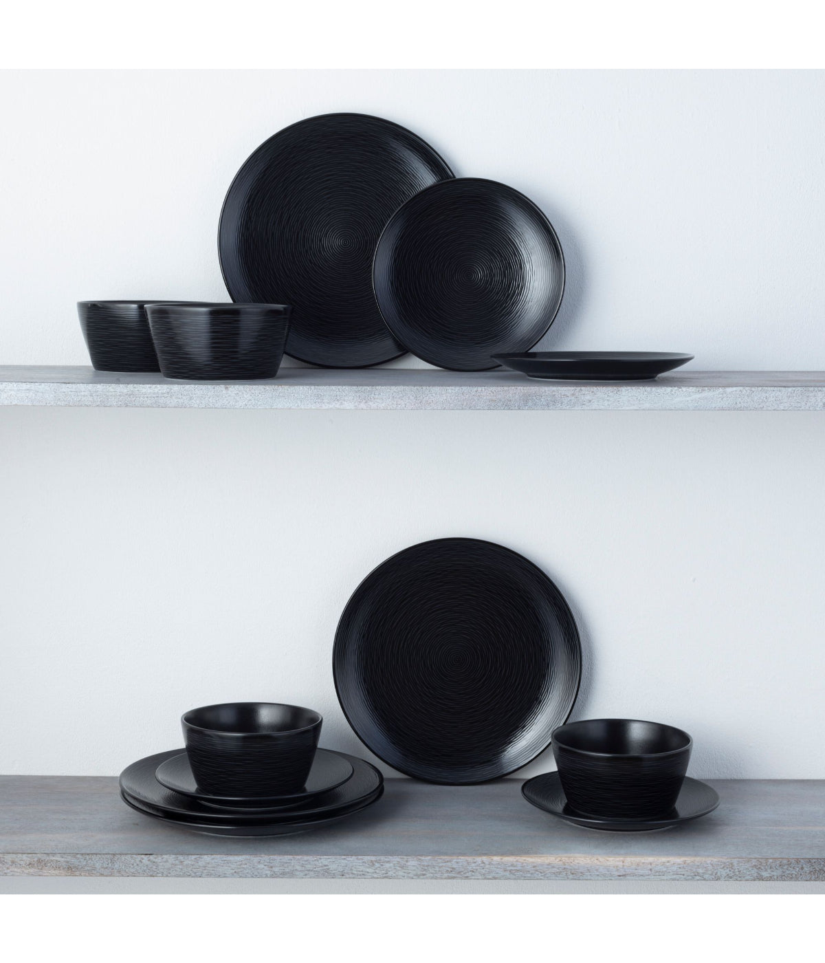  Noritake Colorscapes Swirl Set of 4 Coupe Salad Plates - Black - Bonton