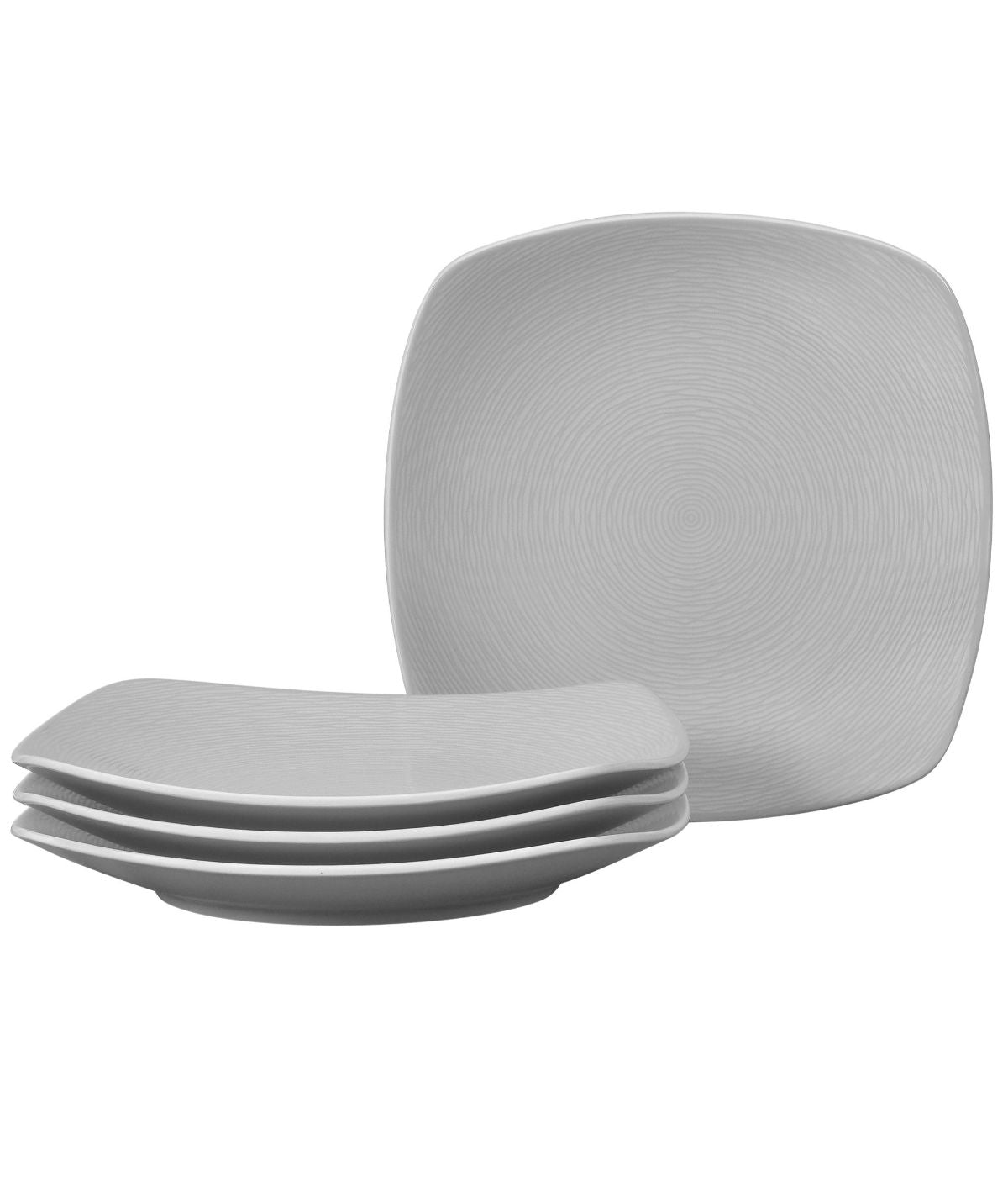  Noritake Colorscapes Swirl Set of 4 Square Dinner Plates - Grey - Bonton