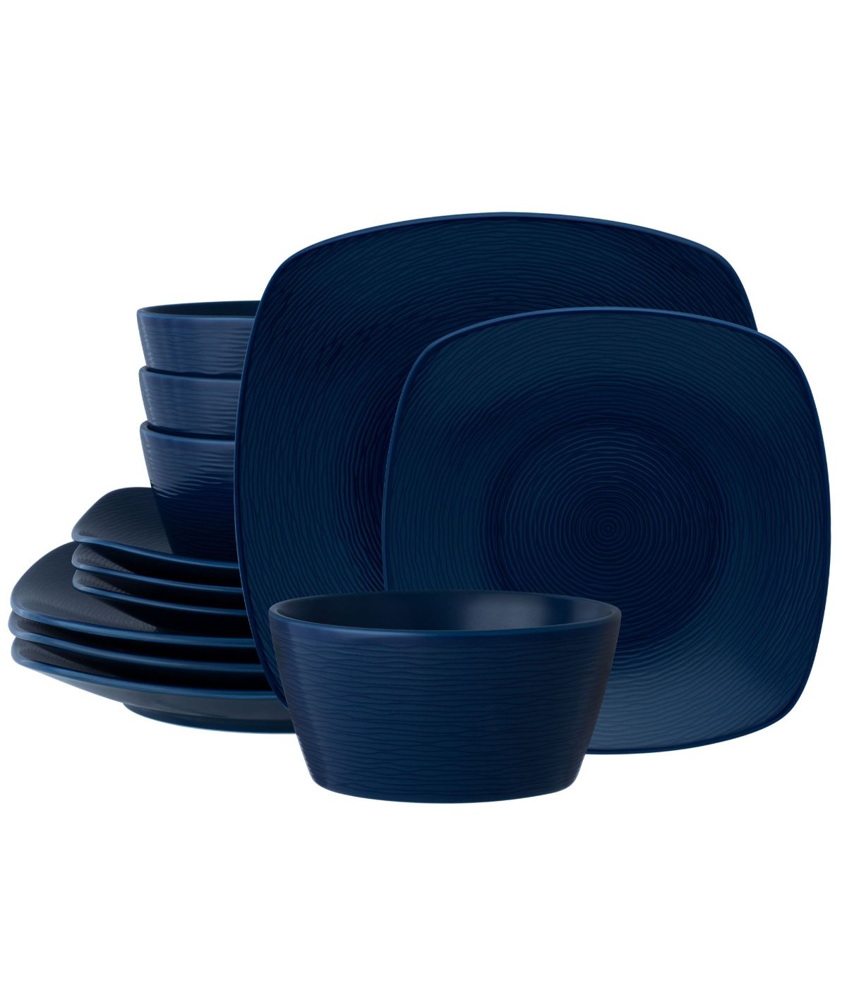  Noritake Colorscapes Swirl 12 Piece Square Set, Service for 4 - Navy - Bonton