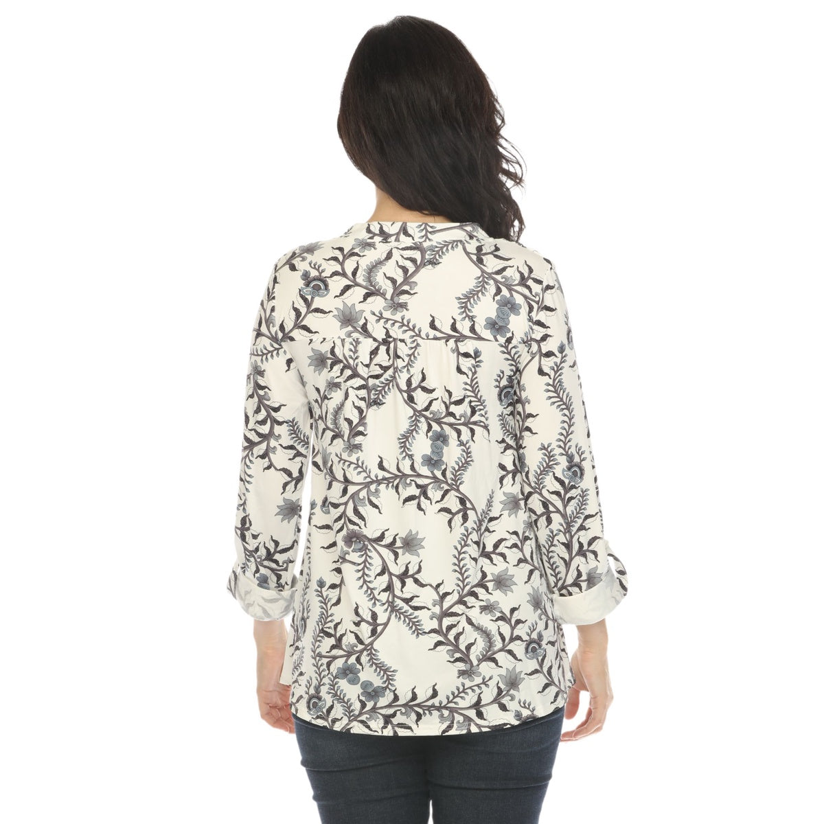  White Mark Women's Paisley Button Front Tunic Top - S - Bonton