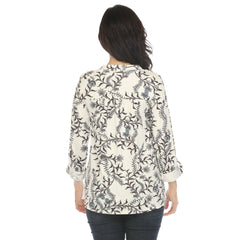 Women's Paisley Button Front Tunic Top