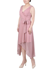 Petite Sleeveless Wrap Chiffon Dress