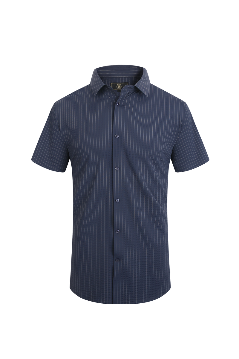  Barocco Lineform Stretch SS Shirt NAVY - NAVY - Bonton