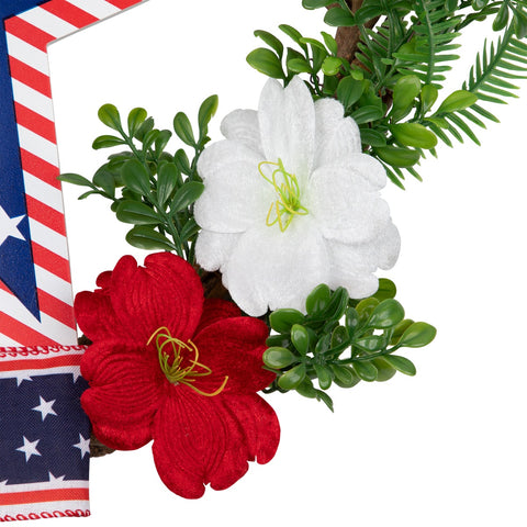 Americana Star Floral Twig Wreath - 24"