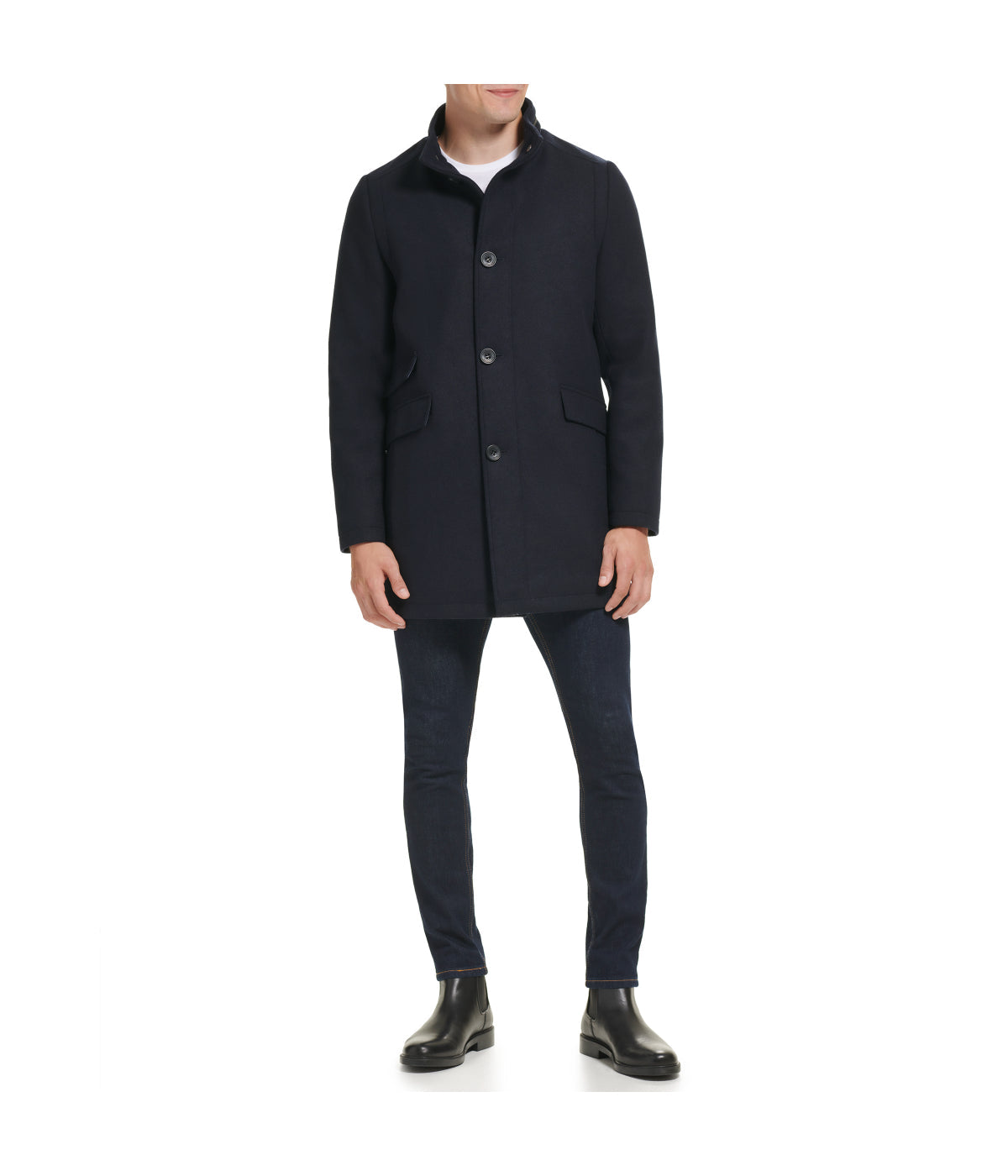 SB Stand Collar Melton Wool Coat With Double Pocket