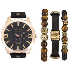 Analog Watch-Three Piece Bracelet Set