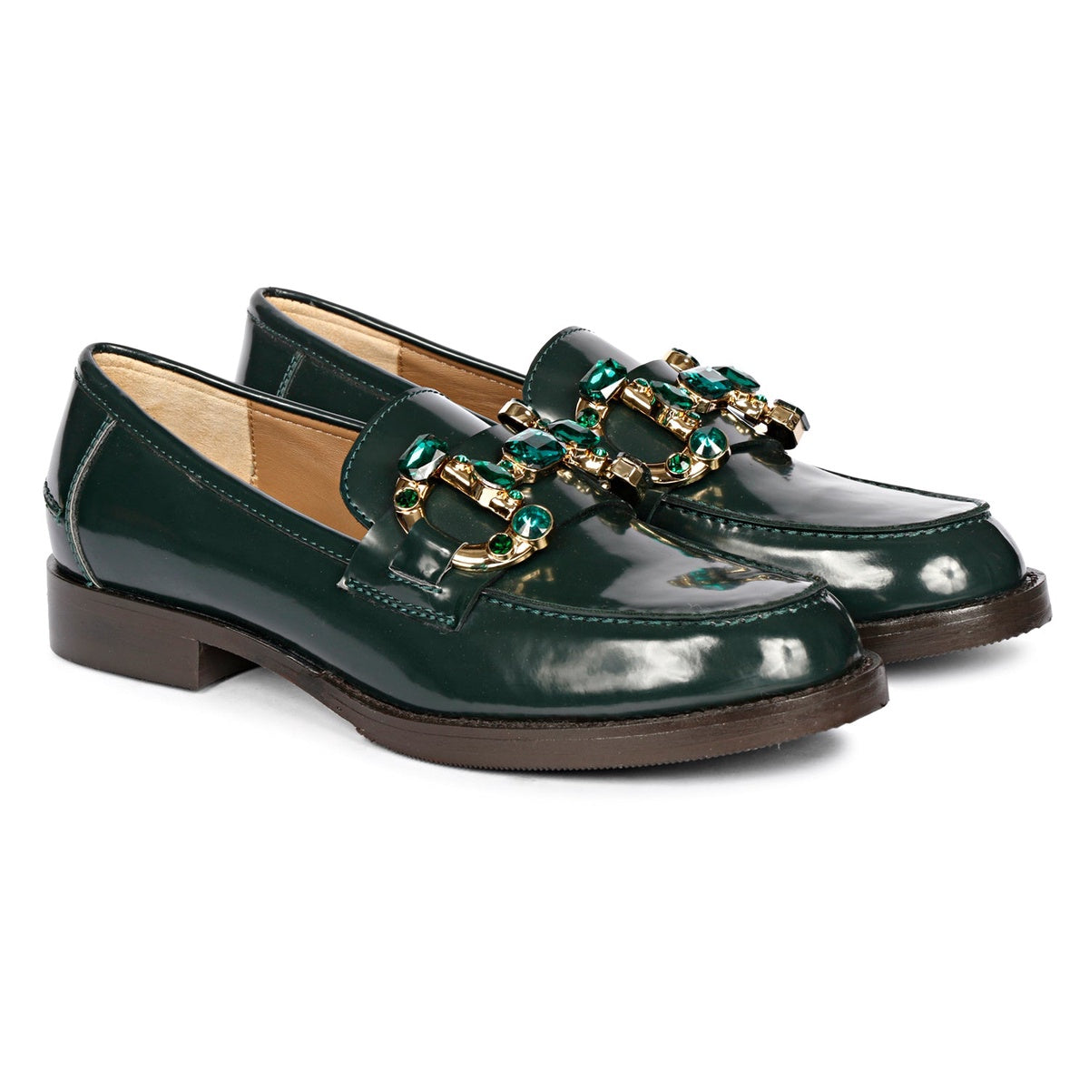  Saint G Livia Green Abrasivato Leather Loafer - GREEN - Bonton