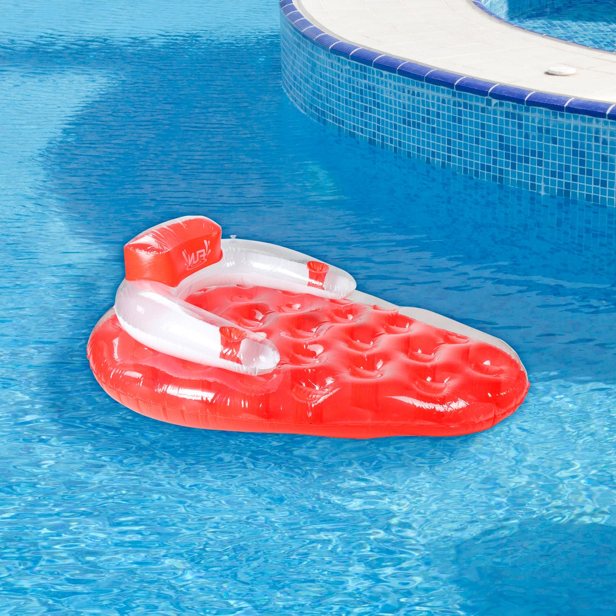  Pool Central 65'' Red and White Inflatable Strawberry Pool Water Lounge Float - Default Title - Bonton