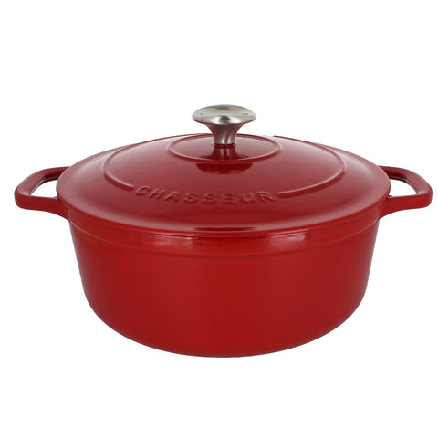 Chasseur 3.25-Quart Caviar-Grey or Red Enameled Cast Iron Round Dutch Oven (CI_3722)