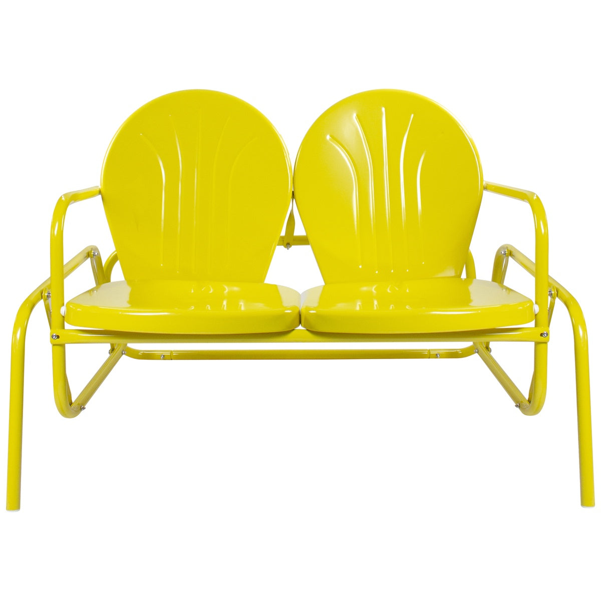  Northlight 2-Person Outdoor Retro Metal Tulip Double Glider Patio Chair  Yellow - Yellow - Bonton