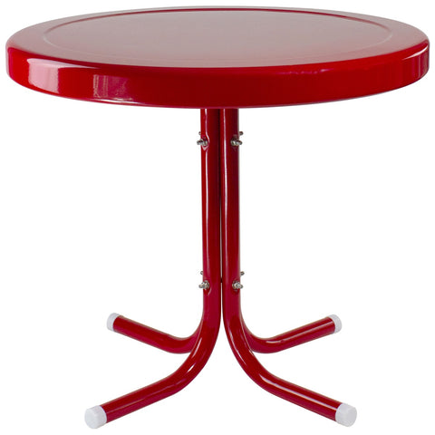 22" Outdoor Retro Tulip Steel Side Table  Red