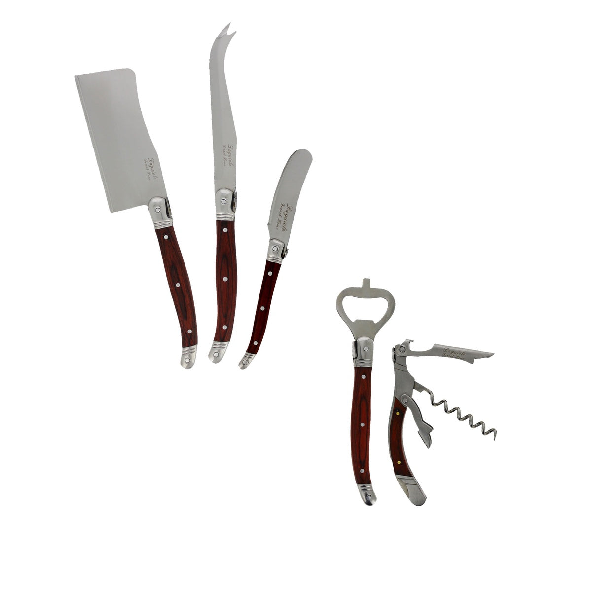  French Home Laguiole 5 Piece Cheese Knife and Wine Opener Set With Pakkawood Handles - Default Title - Bonton