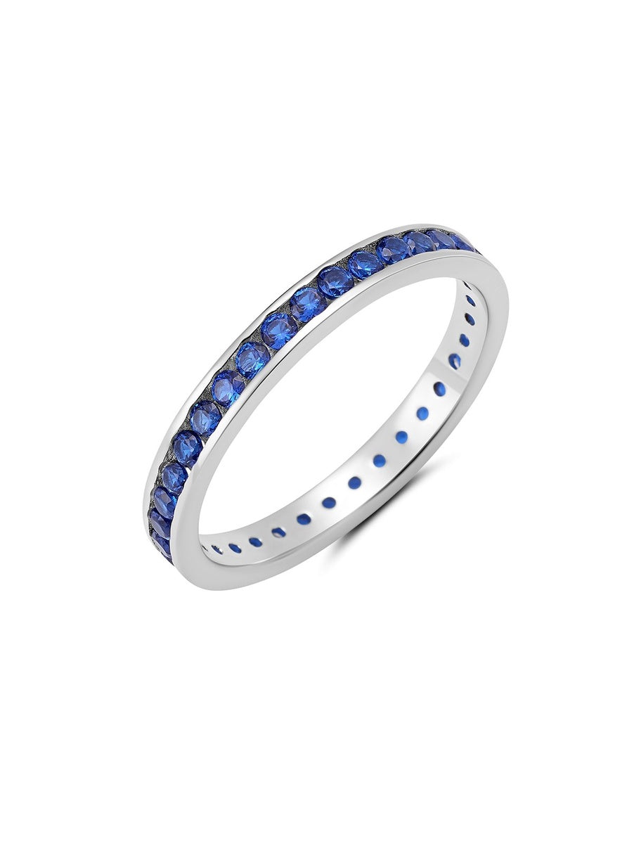  CRISLU Sapphire Cubic Zirconia Eternity Band Engagement Ring Finished in Pure Platinum - XX - Bonton