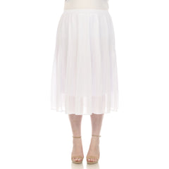 Plus Size Pleated Chiffon Midi Skirt