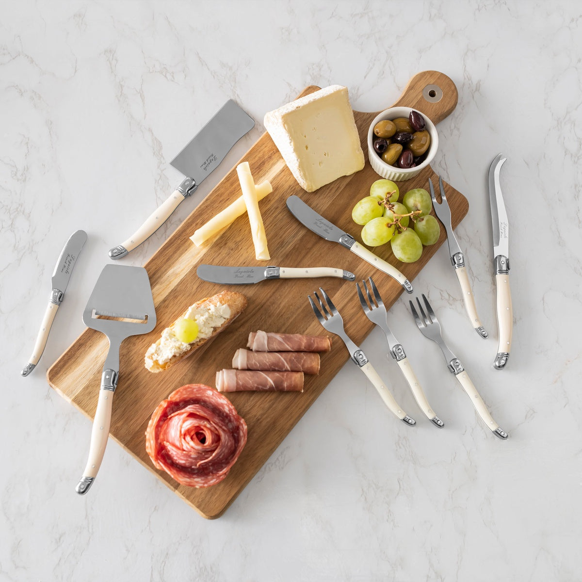  French Home 14-Piece Laguiole Charcuterie Set With Wood Serving Board - Default Title - Bonton