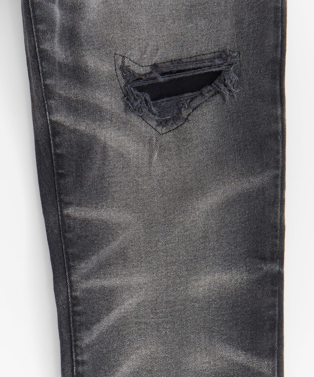  Reason Clothing Skinny Rip and Repair Denim Jeans - Black - BLACK - Bonton