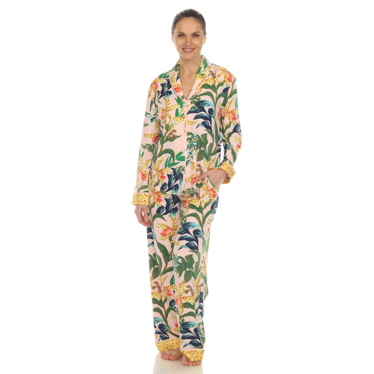  White Mark Women's Two Piece Wildflower Print Pajama Set - S - Bonton