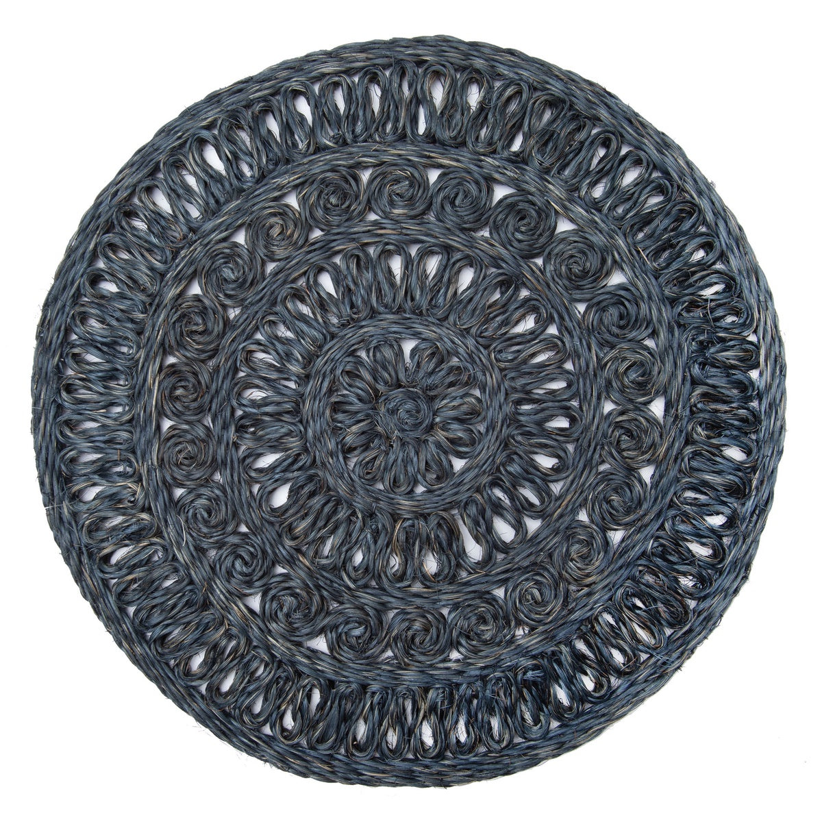  Caravan Circolo Abaca Round Placemat - Set of 4 - Aqua - Bonton