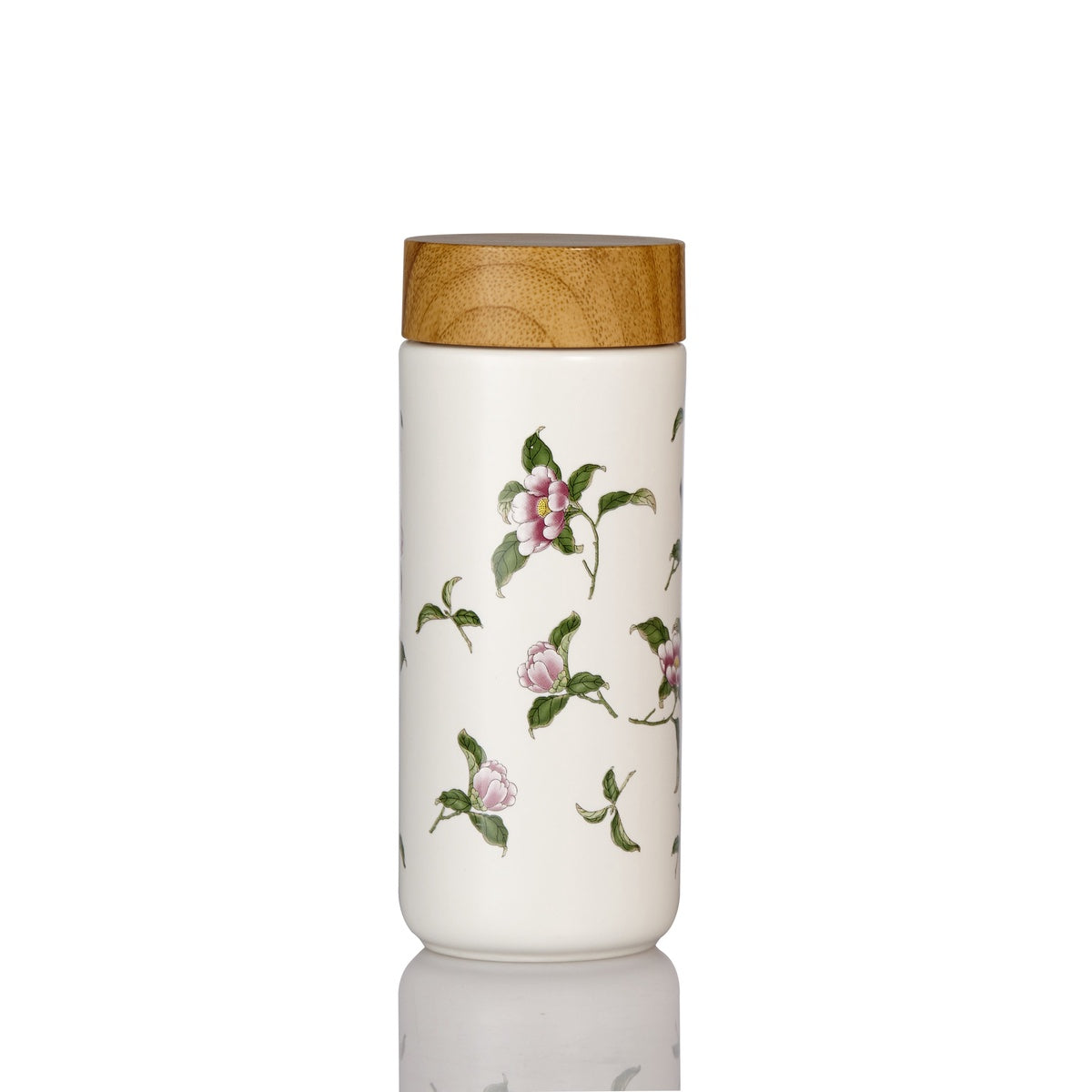  Acera The Flower Fairy Travel Mug - Rose Pink with Floral Decals - Bonton