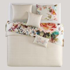 Antique Flowers Ivory 100% Cotton 5-Piece Reversible Comforter Set