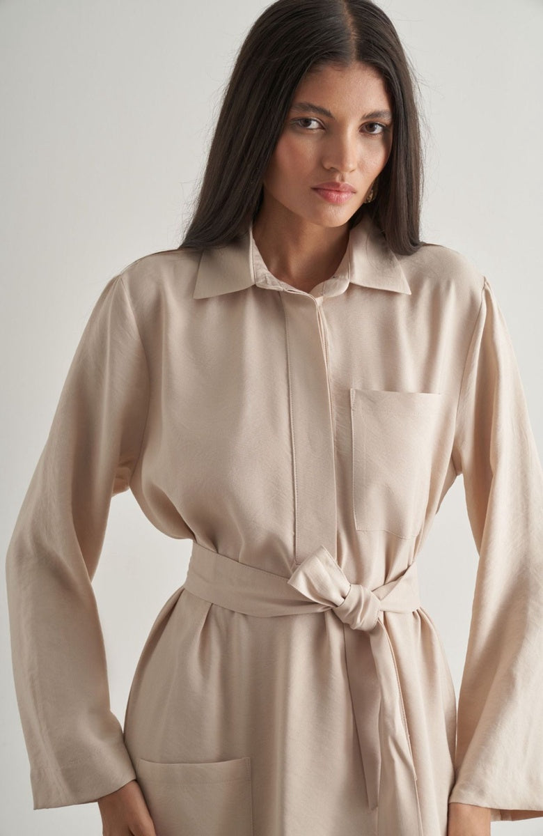  Mizalle Mizalle Shirt Dress - Stone - Bonton