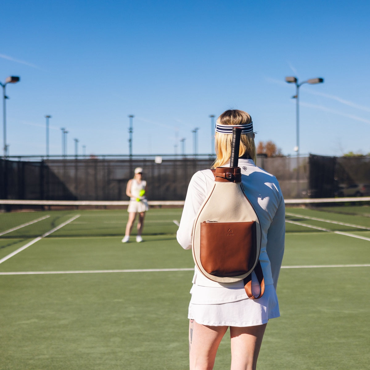  Jurgi Tennis Backpack - Beige Canvas & Leather - Beige - Bonton