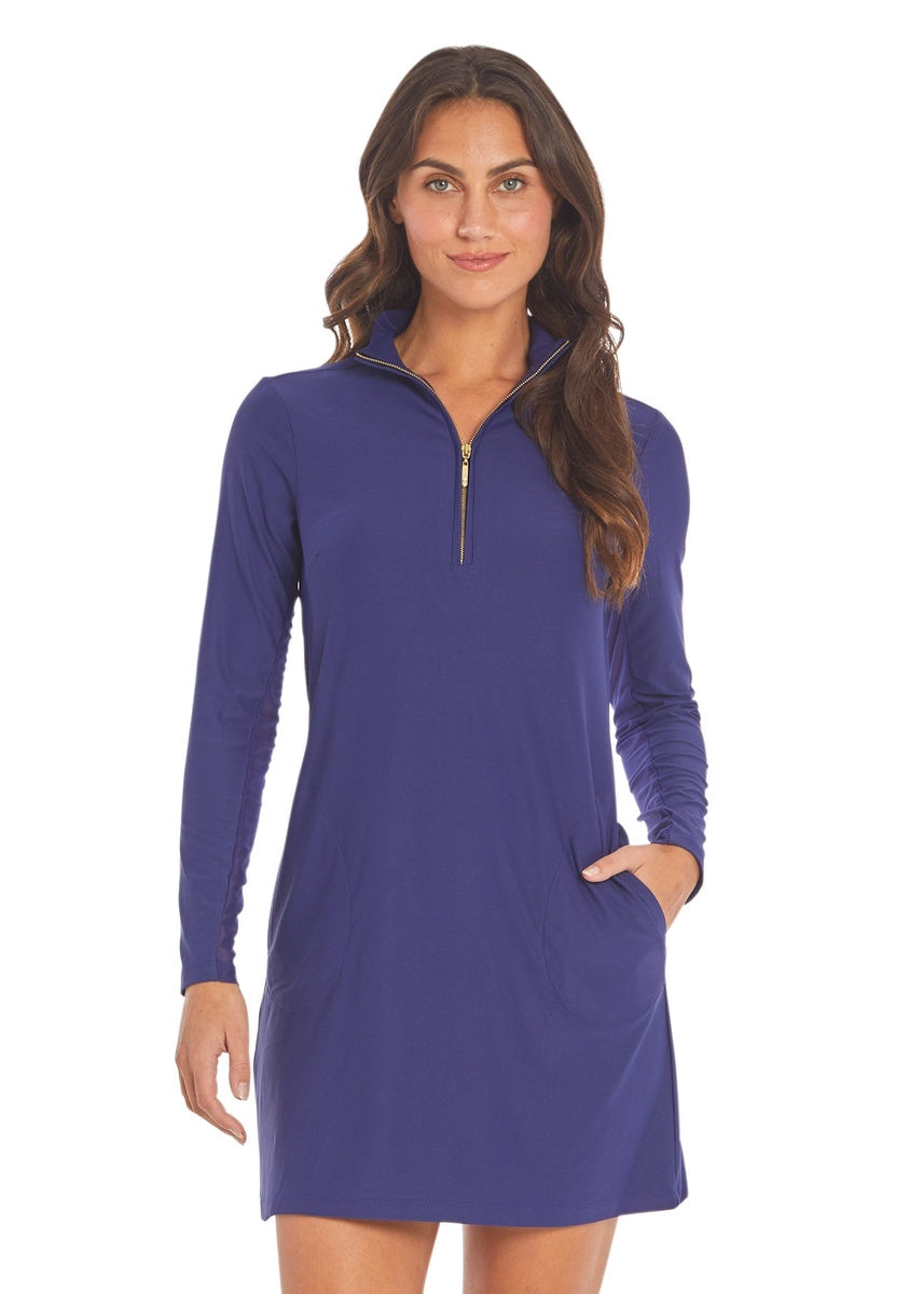  Cabana Life Navy 1/4 Zip Sport Dress - S - Bonton