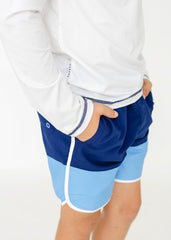 Boys Blue Colorblock Swim Trunk