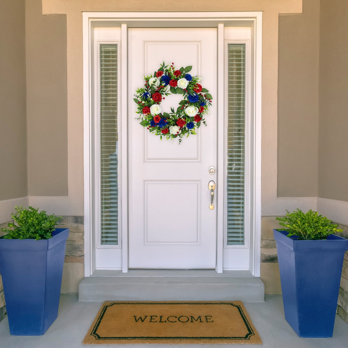  Northlight Carnation and Rose Artificial Patriotic Wreath - 24