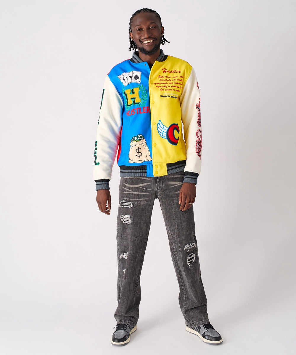  Reason Clothing Hustler Varsity Jacket - MULTI - Bonton