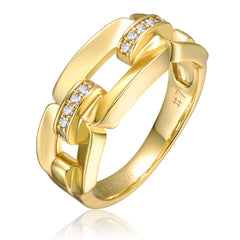 14k Gold Plated With Cubic Zirconia Pave Chain Link Ring