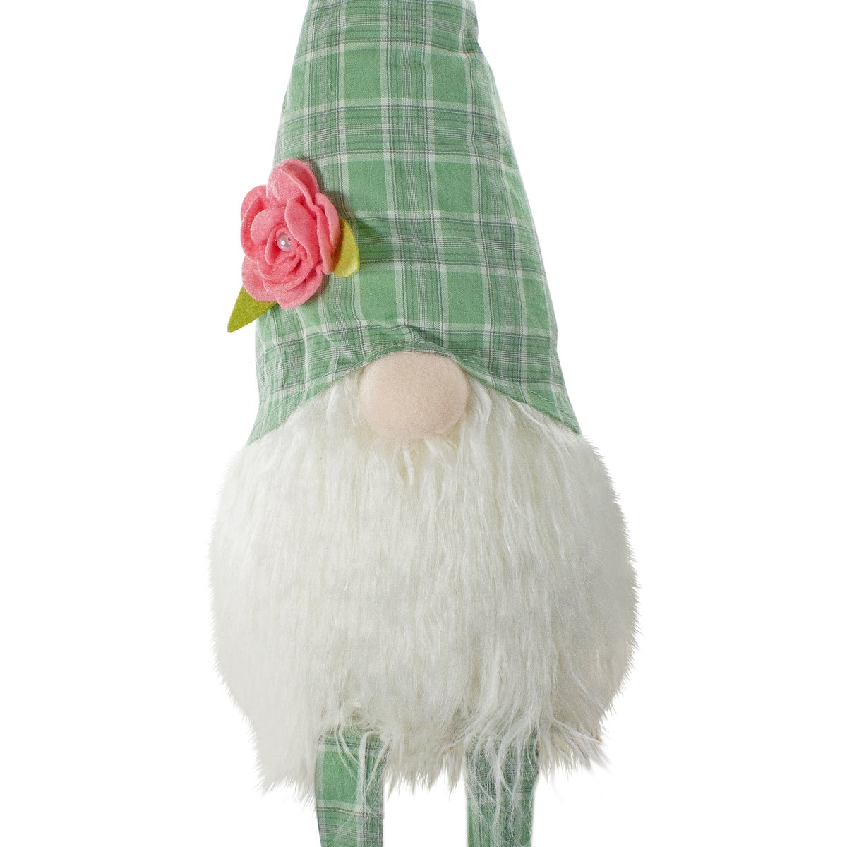  Northlight Spring Floral Plaid Gnome Figure With Dangling Legs - 28