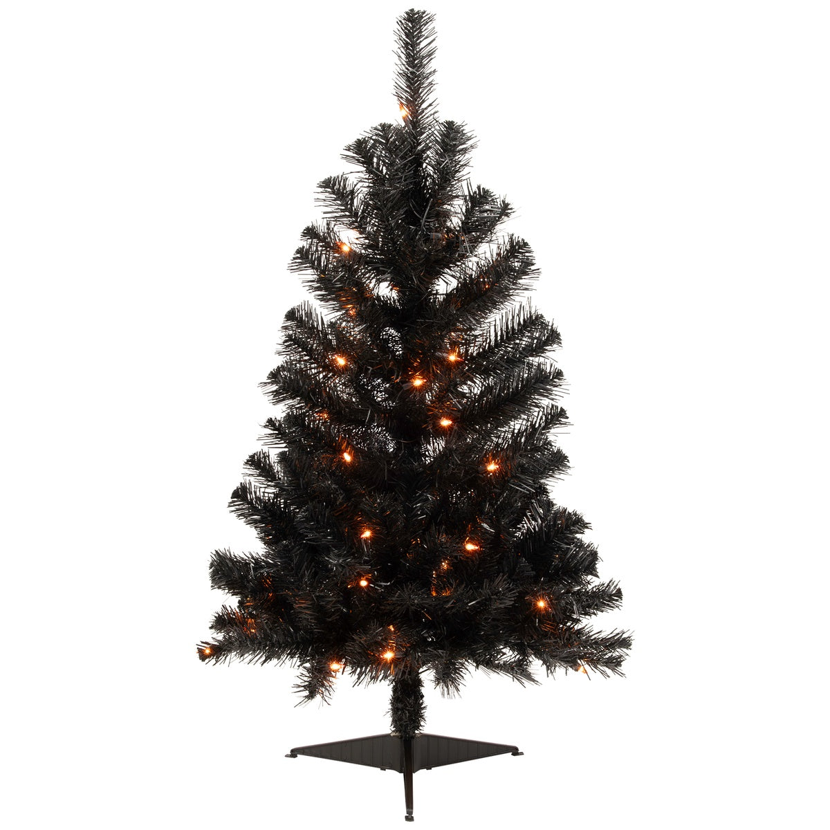  Northlight Pre-Lit Medium Black Noble Spruce Artificial Halloween Tree - 3' - Orange Lights - 3' - Bonton