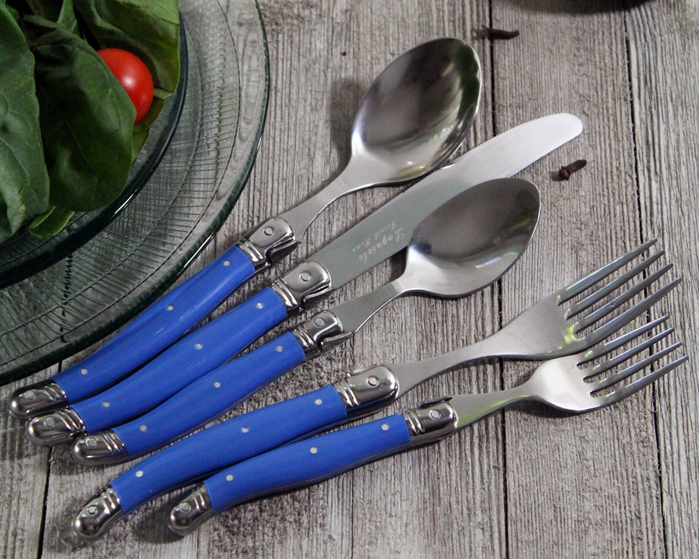  French Home Laguiole 20 Piece Stainless Steel Flatware Set, Service for 4, French Blue - Default Title - Bonton