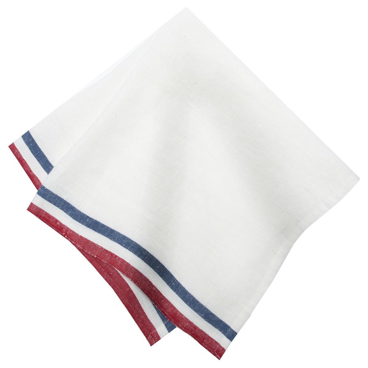  Caravan Normandy White - Napkins 20x20 - Set of 4 - Mustard/White/Blue Stripes - Bonton