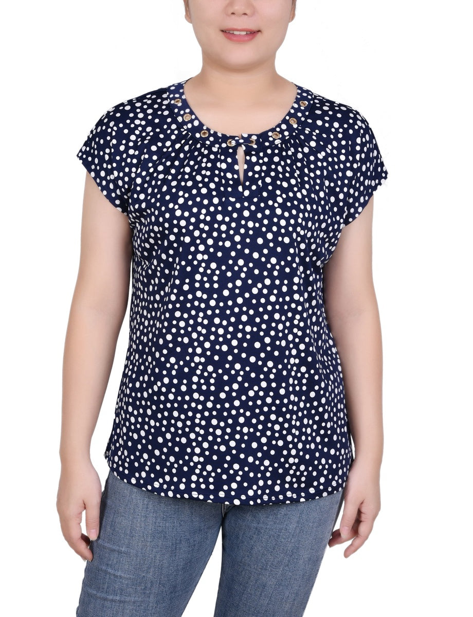  NY Collection Extended Sleeve Top With Grommets - Nice Icemoon - Bonton