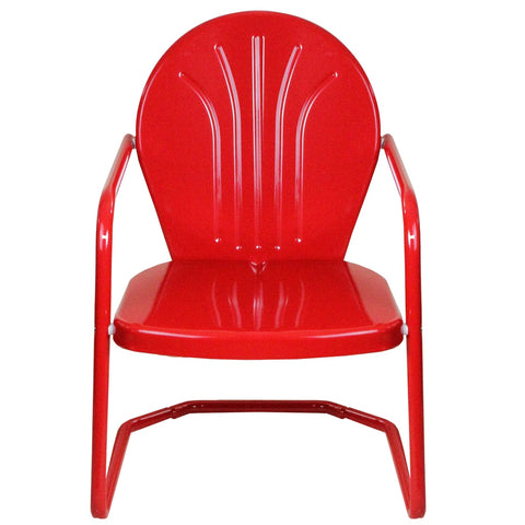 34" Outdoor Retro Metal Tulip Armchair  Red