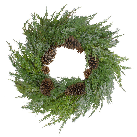 Real Touch™? Frosted Cedar and Pinecone Artificial Christmas Wreath - 26" - Unlit