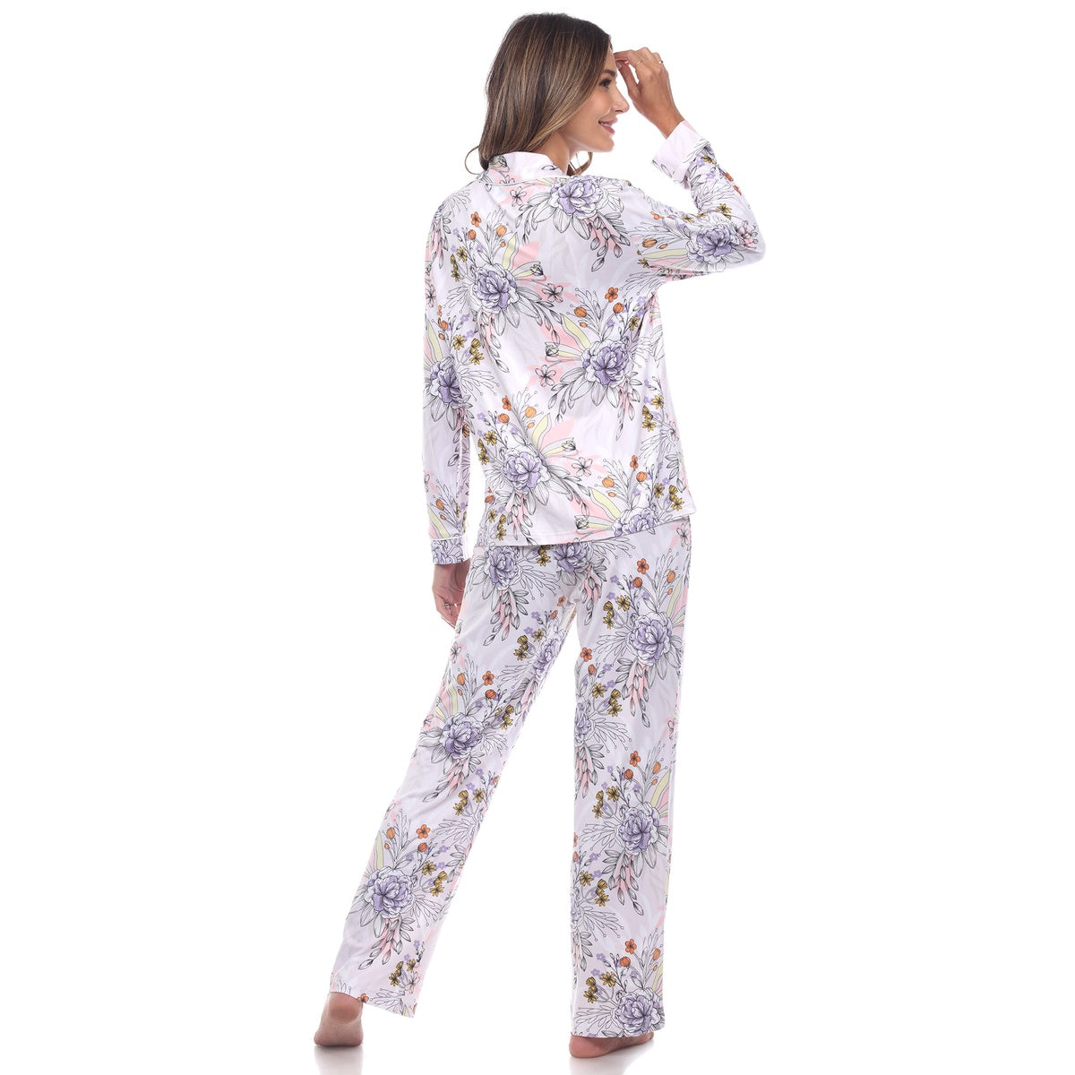  White Mark Women's Long Sleeve Floral Pajama Set - S - Bonton