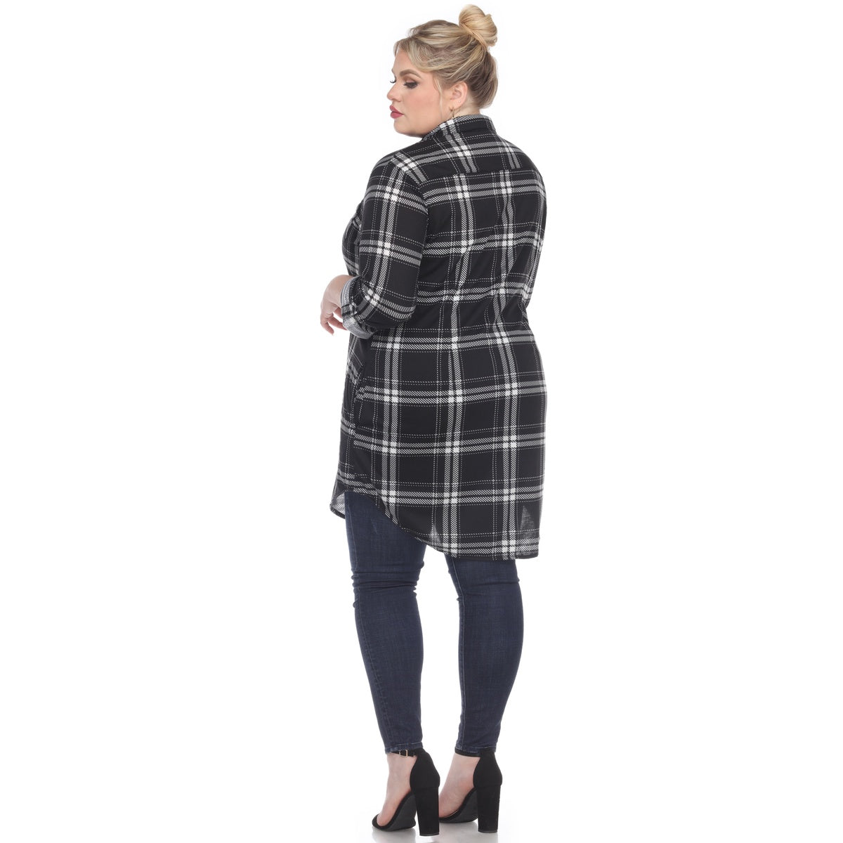  White Mark Plus Size Plaid Tunic Top - 1X - Bonton