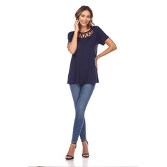 Women's Crisscross Cutout Short Sleeve Top