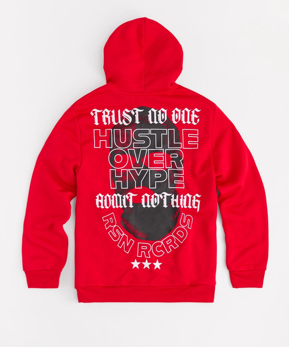  Reason Clothing Hustle Over Hype Embroidered Hoodie - Red - RED - Bonton